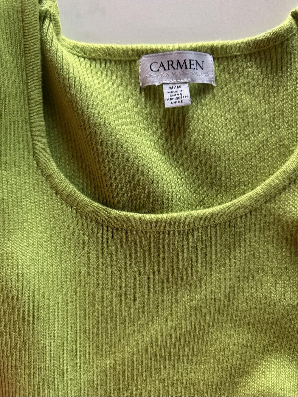 Carmen Marc Valvo Green Ruffle Sleeve Tank Top - Picture 2 of 4